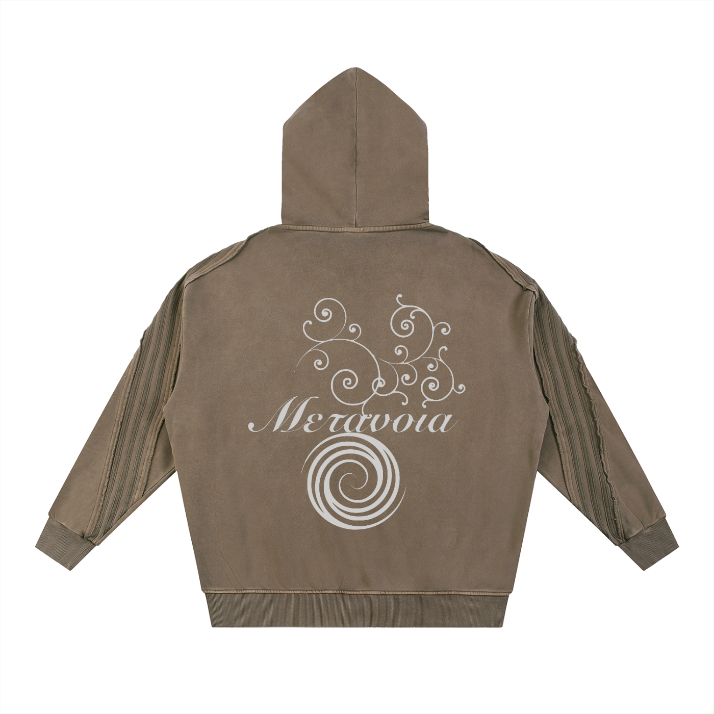 Snow Washed Tape Raw Edge Zip Hoodie