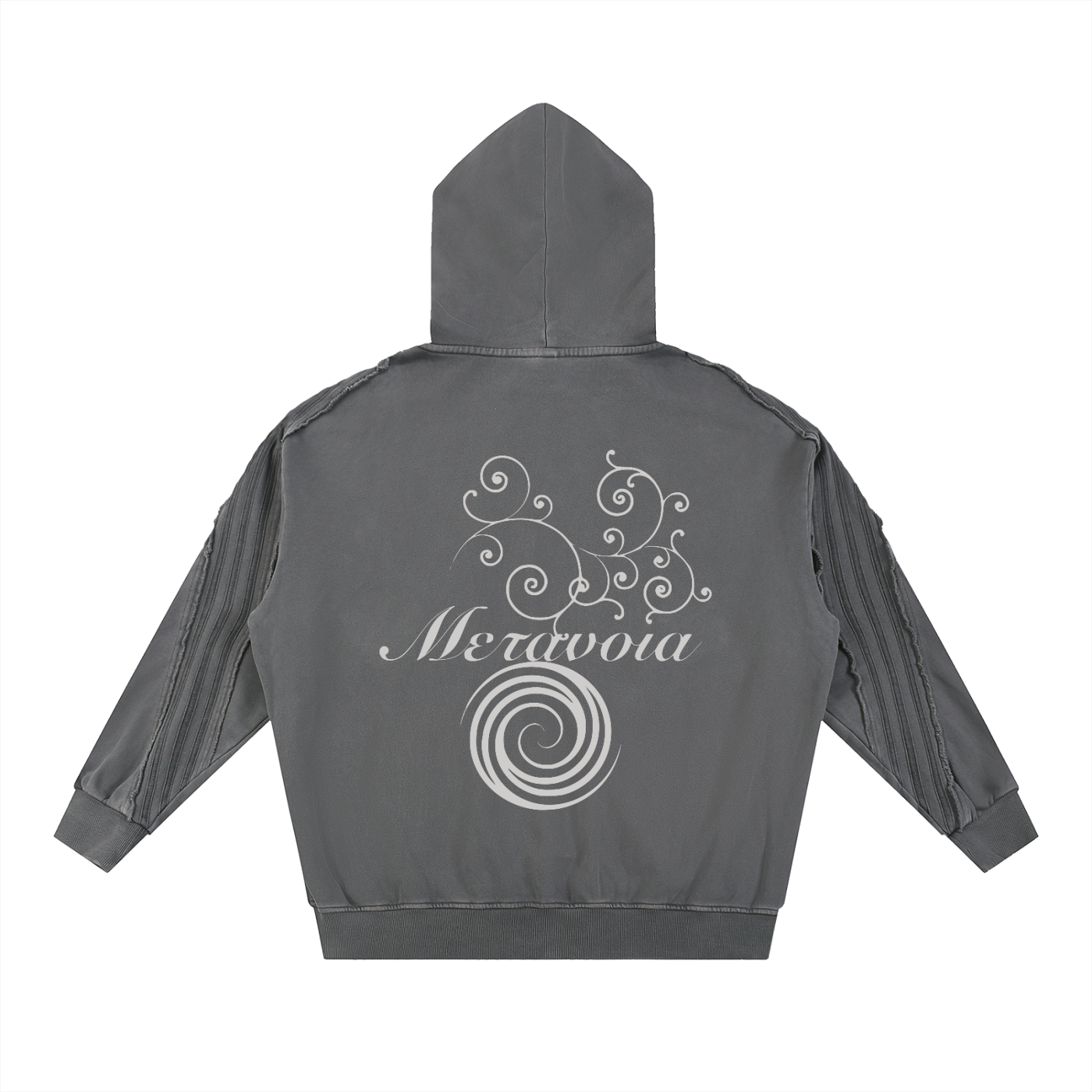 Snow Washed Tape Raw Edge Zip Hoodie