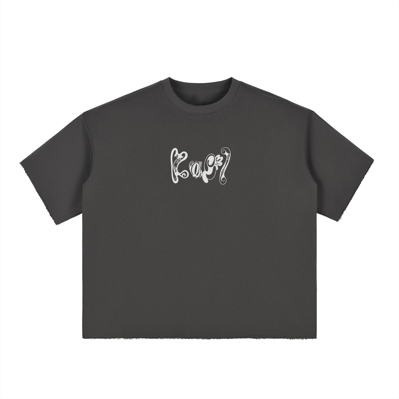 Boxy Half-Sleeve Raw-Edge T-Shirt