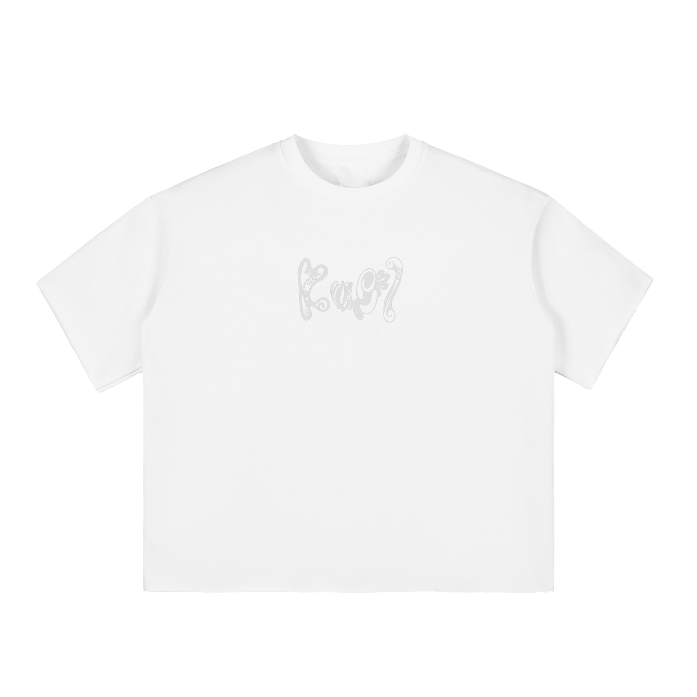 Boxy Half-Sleeve Raw-Edge T-Shirt