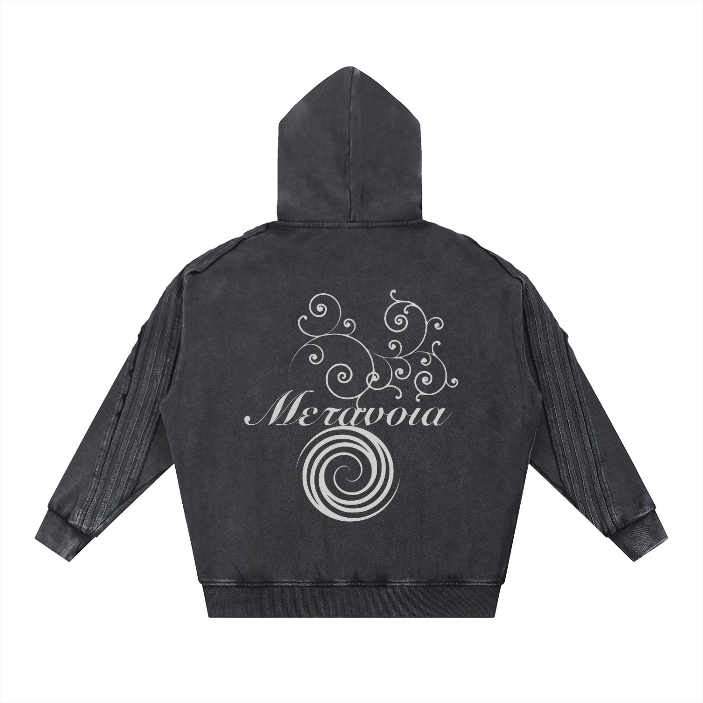 Snow Washed Tape Raw Edge Zip Hoodie