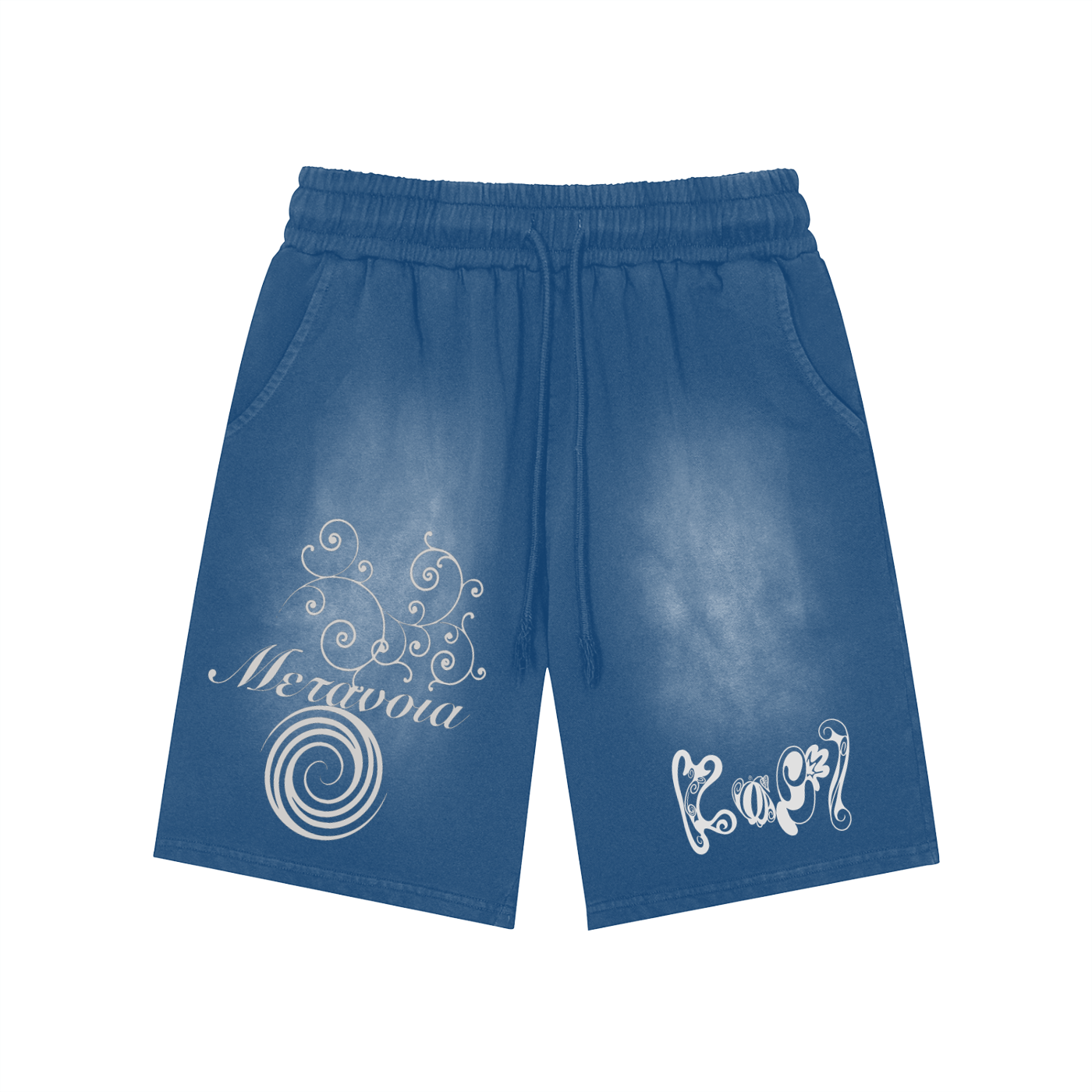 Rectangle Patch Monkey Washed Shorts